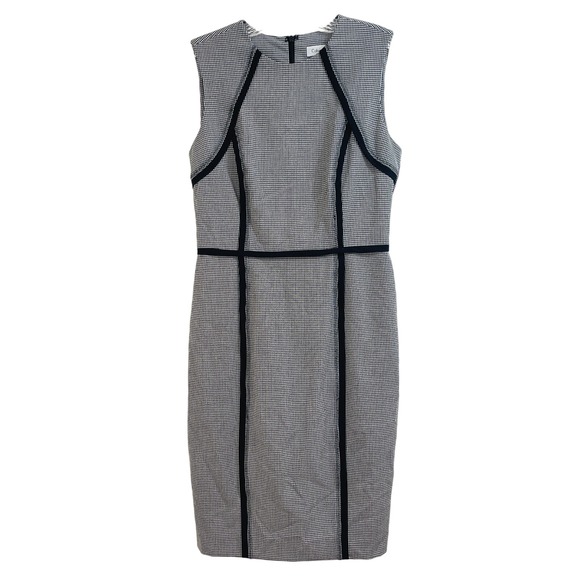 Calvin Klein Scuba Sheath Dress Womens XS Black White Plaid Career Stretch - Picture 1 of 9